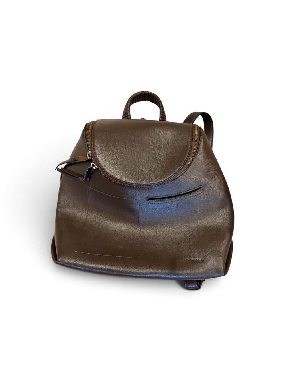 Leather faux Backpack Purse by Calvin Klein in Dark Brown
